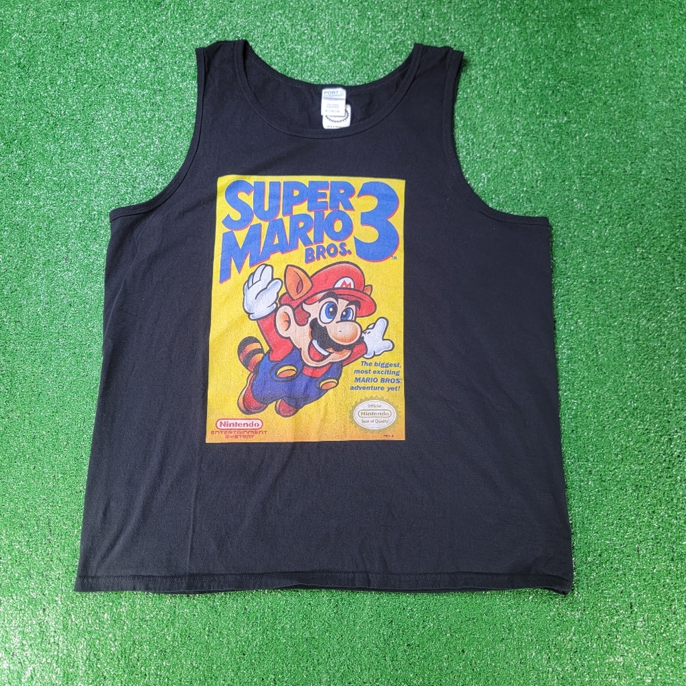 Nintendo Super Mario Bros 3 Graphic Tank Top Men's Size XL Black Yellow Gamer